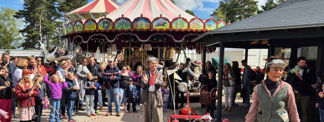 Menschenmenge und Clowns