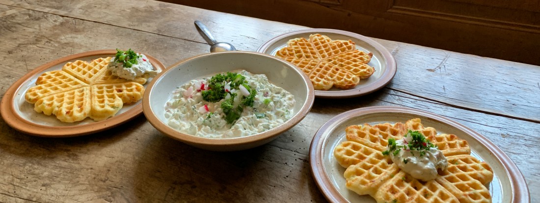 Waffeln und Quark